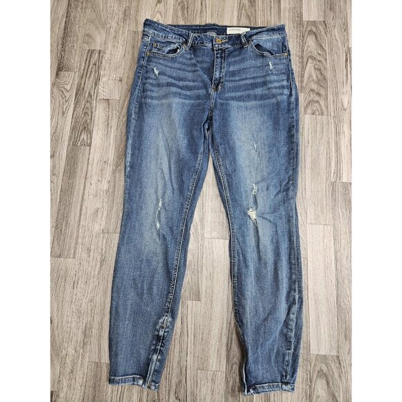 Pistola Jeans Womens 33 Medium Wash Distressed Ankle Zip Hem Stretch Pants - Picture 1 of 13